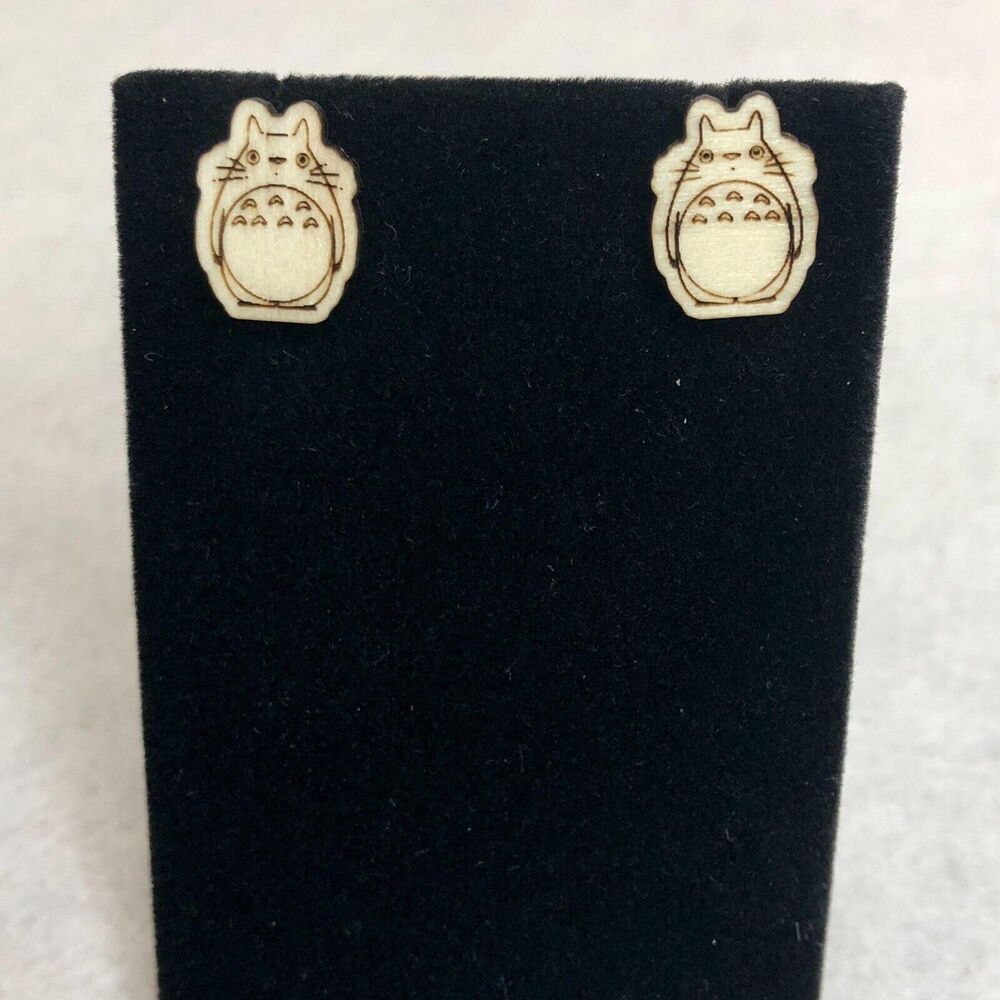 Totoro Wood Stud Earrings